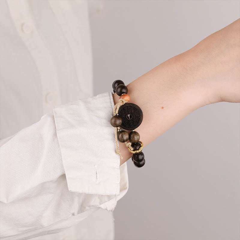 Buddha Stones Ebony Wood Mountain Ghosts Spend Money Balance Bracelet Bracelet BS 3