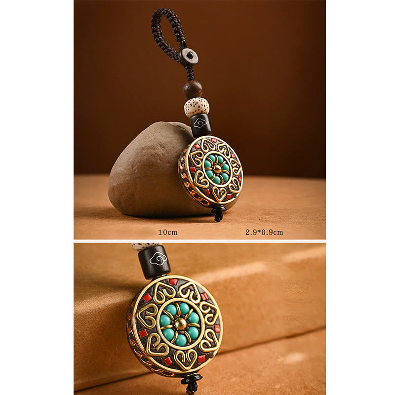 Buddha Stones Tibetan Om Mani Padme Hum Bodhi Seed Peace Key Chain Key Chain BS 13