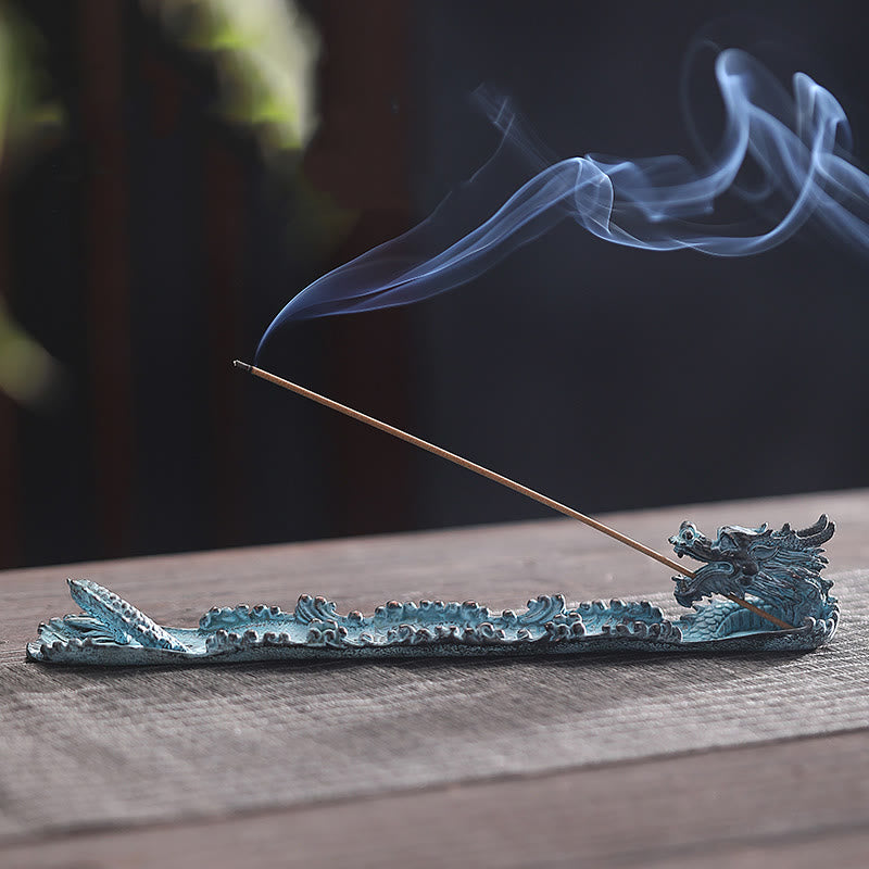 Buddha Stones Auspicious Dragon Strength Alloy Incense Burner Decoration Incense Burner BS 3