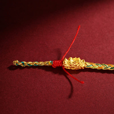 Buddha Stones Year of the Dragon Handmade Colorful Dragon Carved Success Braided Bracelet - image 7