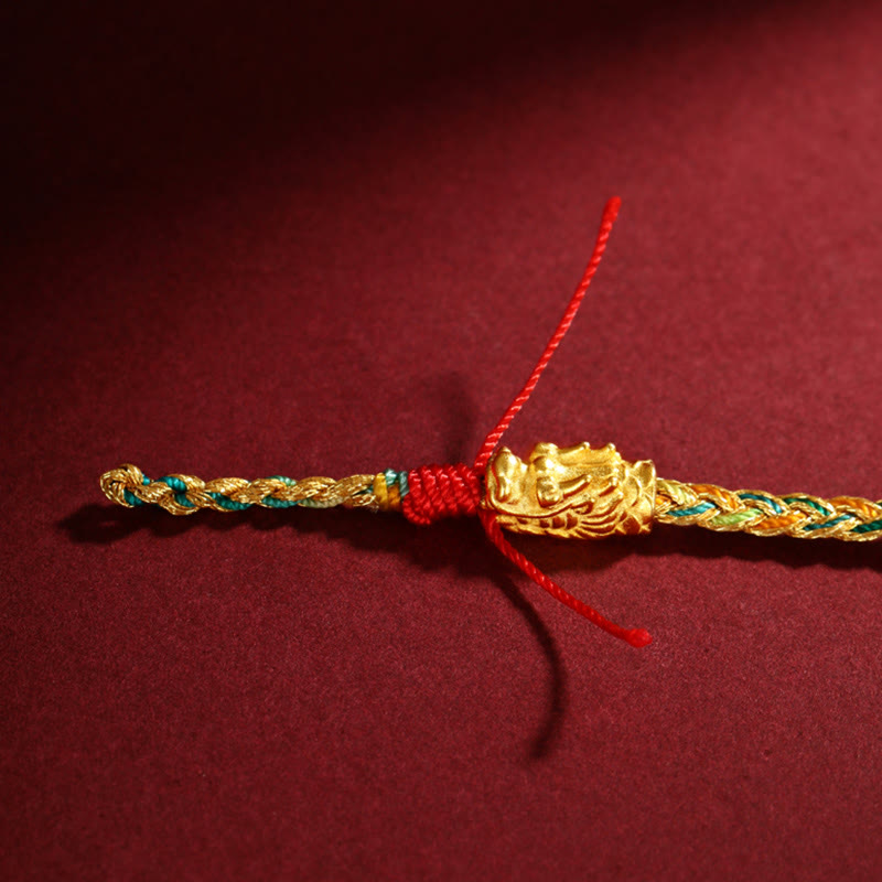 Buddha Stones Year of the Dragon Handmade Colorful Dragon Carved Success Braided Bracelet - image 7