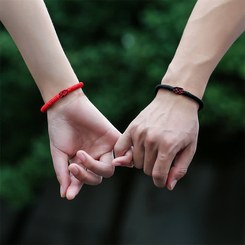 Foviel 2Pcs Tibetan Luck Chinese Knot Protection String Bracelet