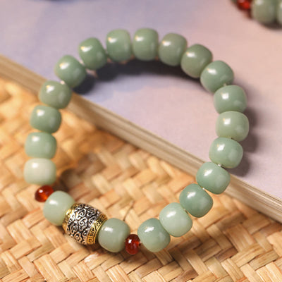 Buddha Stones Bodhi Seed Auspicious Cloud Fu Character Bead Peace Bracelet Bracelet BS 1