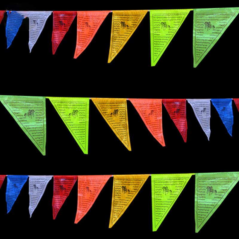 Buddha Stones Tibetan Blessing Outdoor 25 Pcs Triangle Prayer Flag Decoration Decorations buddhastoneshop 1