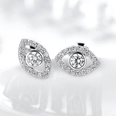 Foviel 925 Sterling Silver Evil Eye Symbol Protection Stud Earrings