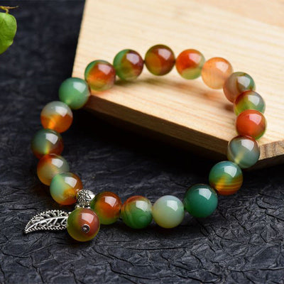 Bracelet de guérison en agate verte naturelle tibétaine Foviel