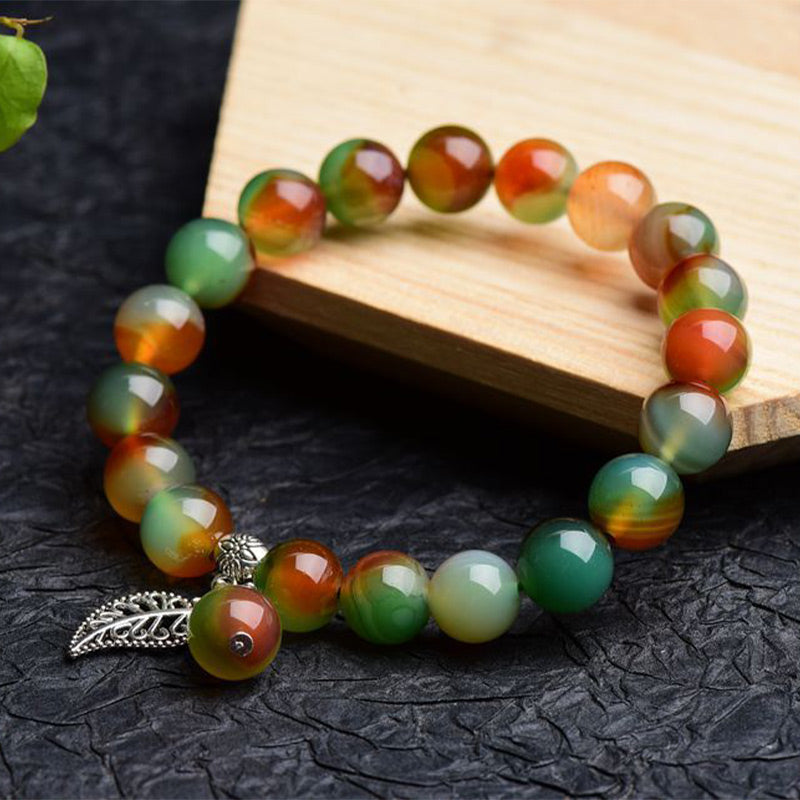 Bracelet de guérison en agate verte naturelle tibétaine Foviel