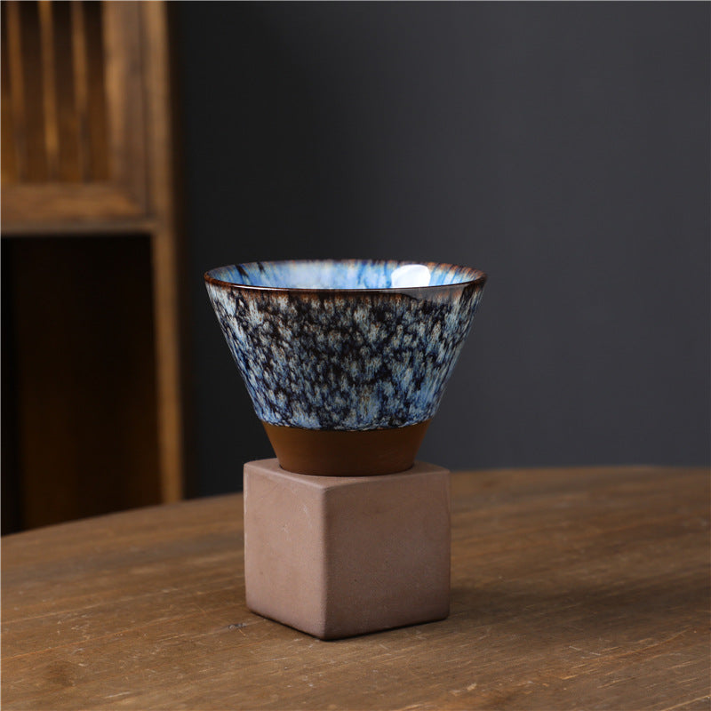 Buddha Stones Retro Kiln Change Ceramic Coffee Mug Tea Latte Espresso Coffee Cup With Base 200ml Coffee Mug BS Kiln Change Blue 9.3cm*9.5cm*200ml