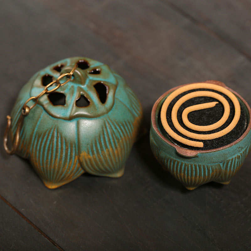 Buddha Stones Lotus Meditation Hanging Incense Burner Decoration Decoration BS 5