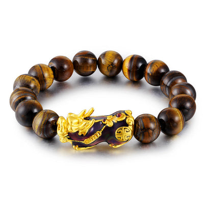 Foviel Tibetische handgefertigte Tigerauge Feng Shui Armband