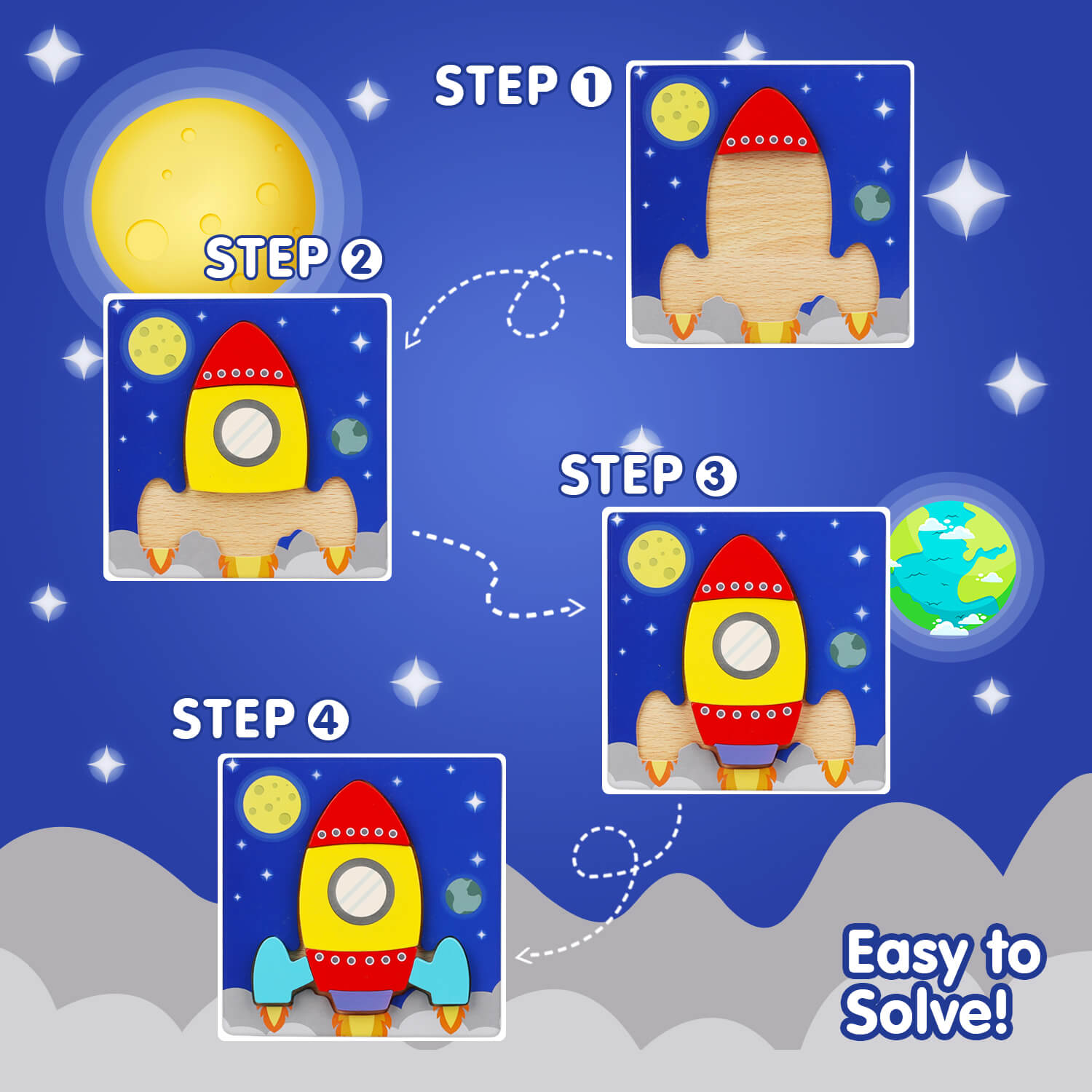 Fidtoy Wooden Shape Puzzle Set for Toddlers 8 Pack Learning Toy