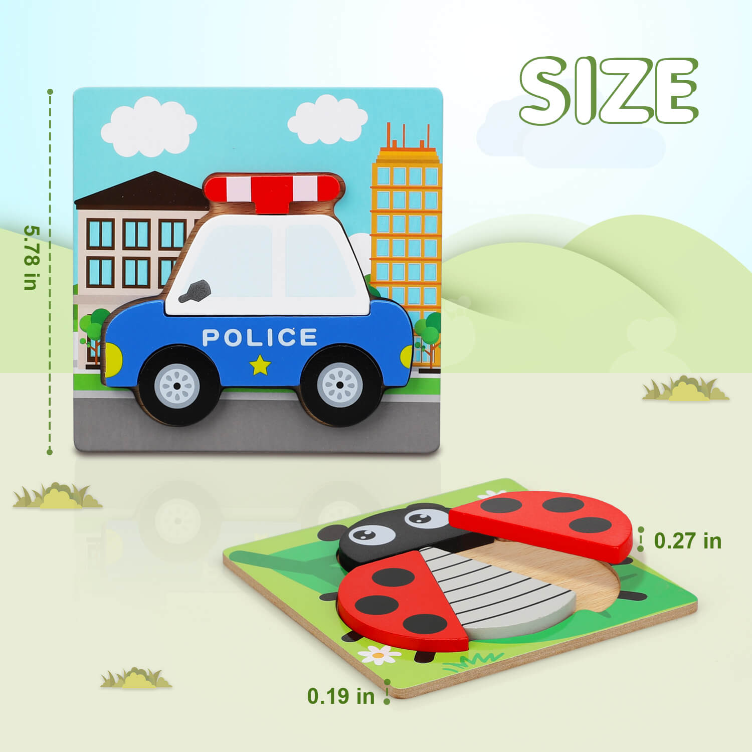 Fidtoy Wooden Shape Puzzle Set for Toddlers 8 Pack Learning Toy