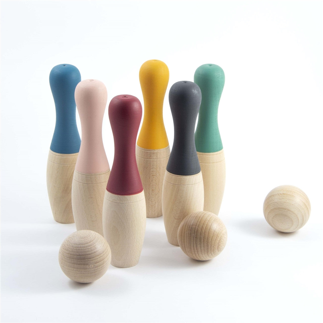 Set de bolos de madera para niños