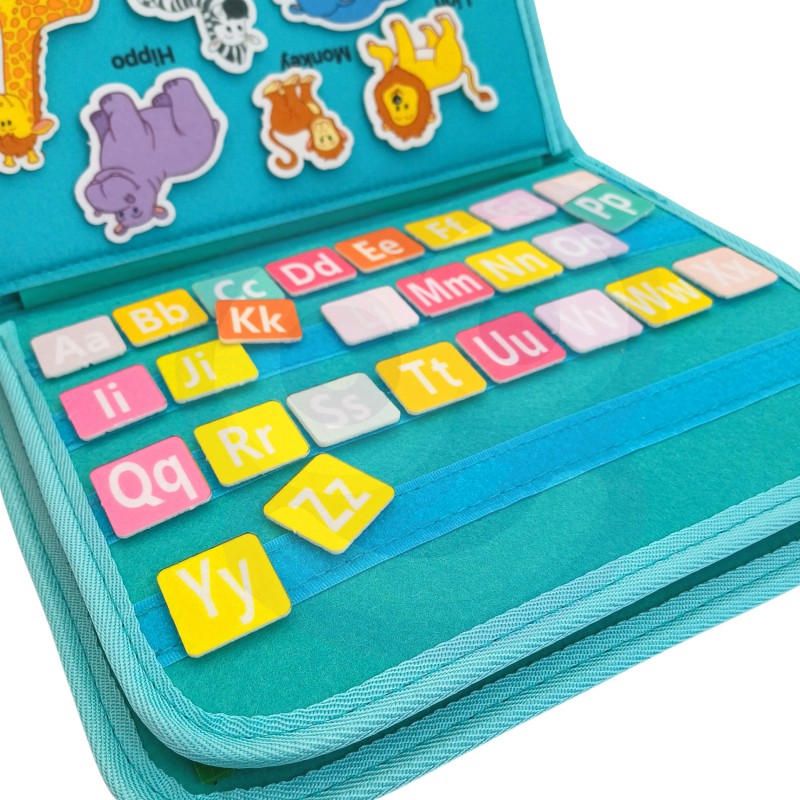 Fidtoy Busy Dinosaur Montessori Sensory Book for Toddlers – 4 Double-Sided Pages Quiet Book, Fine Motor Skills Learning Activity Book, Travel Toy for Kids Ages 2+