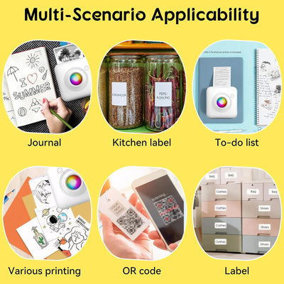 Fidtoy Mini Portable Pocket Thermal Bluetooth Printer with LED Light for Kids Students Notes Labels Crafts