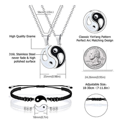 FREE Today: Everlasting Friendship Love Couple Yin Yang Necklace Bracelets Set FREE FREE 8