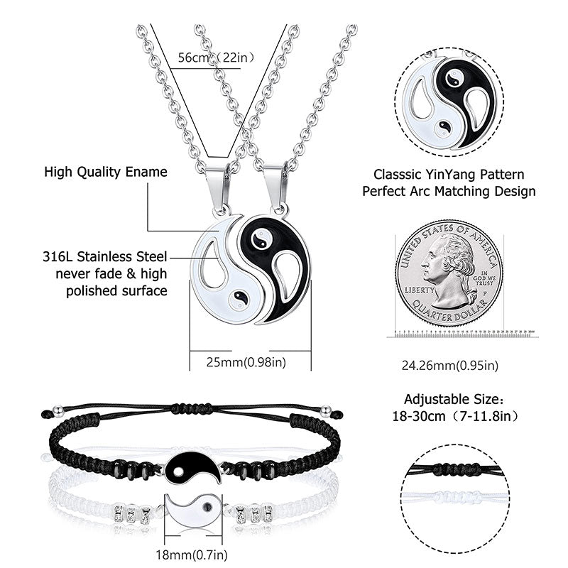 FREE Today: Everlasting Friendship Love Couple Yin Yang Necklace Bracelets Set FREE FREE 8