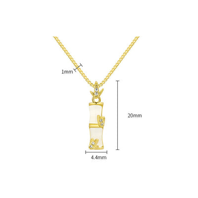 Buddha Stones Chalcedony Bamboo Pattern Harmony Necklace Pendant Necklaces & Pendants BS 6