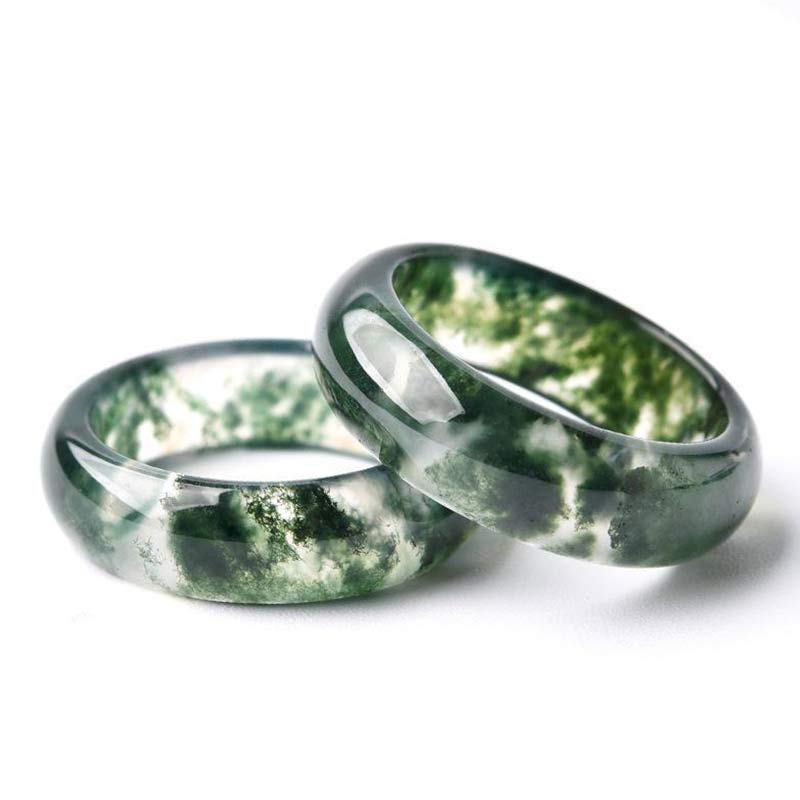 Foviel Moss Achat spirituell Balance Ring
