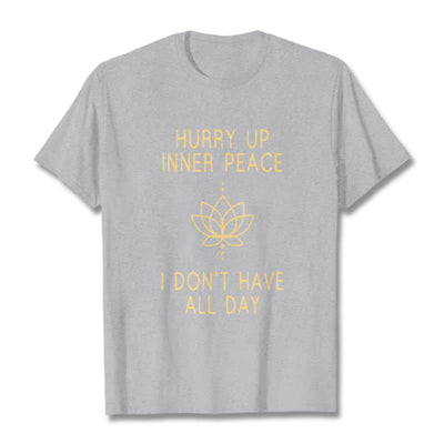Buddha Stones HURRY UP INNER PEACE Tee T-shirt T-Shirts BS LightGrey Lotus Lines XXL