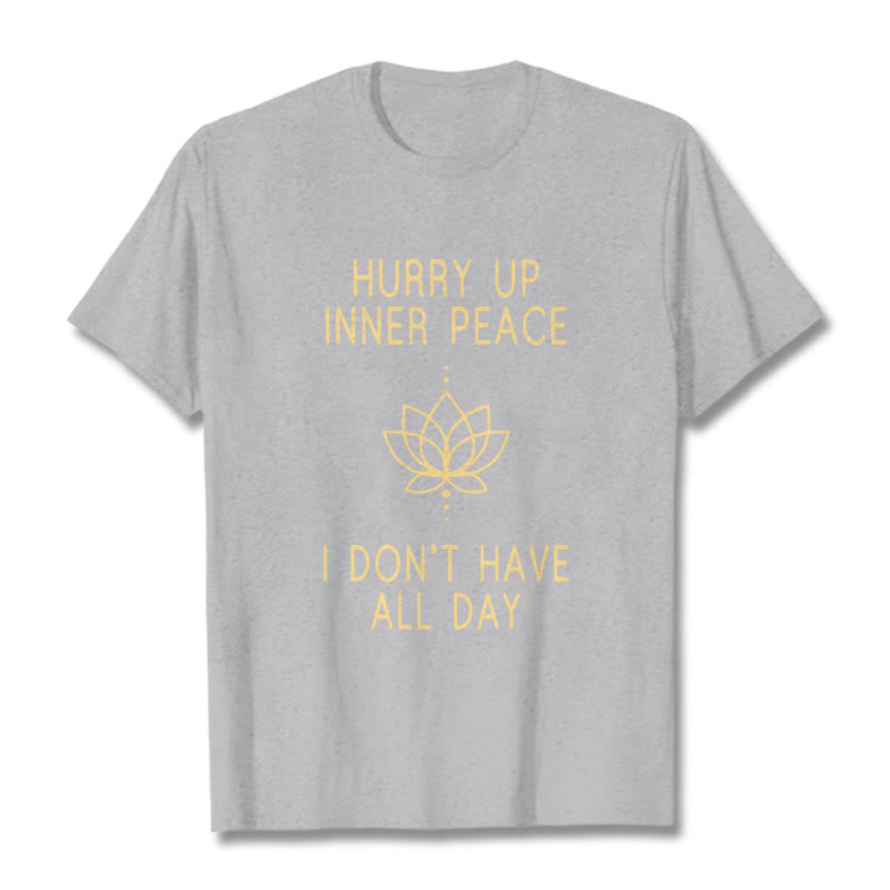 Buddha Stones HURRY UP INNER PEACE Tee T-shirt T-Shirts BS LightGrey Lotus Lines XXL