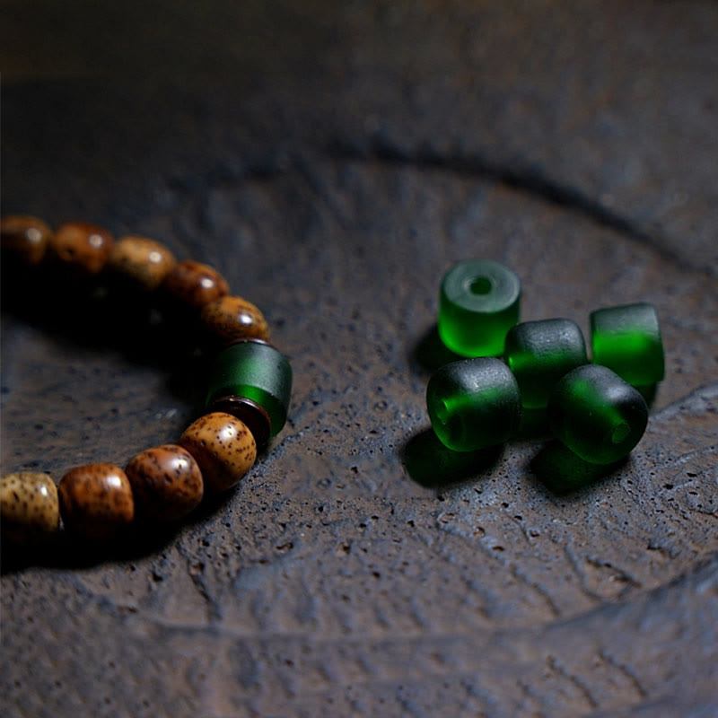 Buddha Stones Tibetan Bodhi Seed Amber Dzi Bead Agate Zakiram Goddess of Wealth Beads Triple Wrap Bracelet Bracelet BS 9