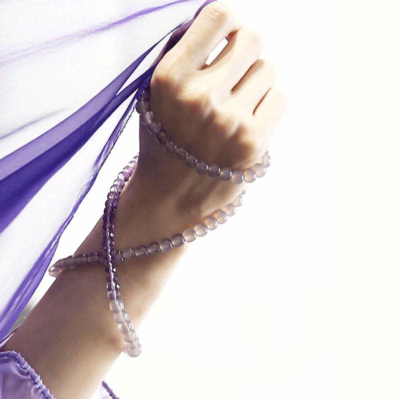 Buddha Stones Natural Amethyst Crystal Meditation Healing Bracelet Bracelet BS 11