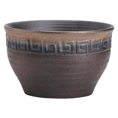 Buddha Stones Simple Brown Striped Texture Ceramic Teacup Kung Fu Tea Cup Bowl Cup BS 12
