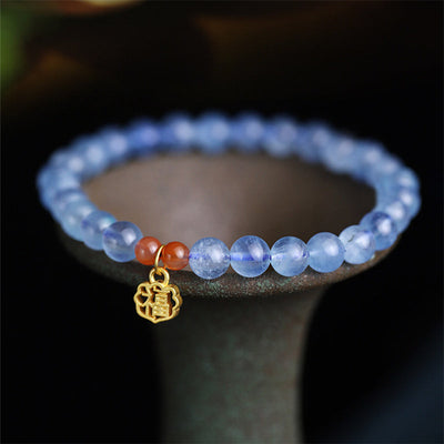 Buddha Stones Natural Aquamarine Red Agate Healing Charm Bracelet Bracelet BS 1