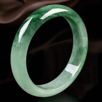 Buddha Stones Natural Jade Fortune Blessing Bangle Bracelet Bracelet BS 63-64mm