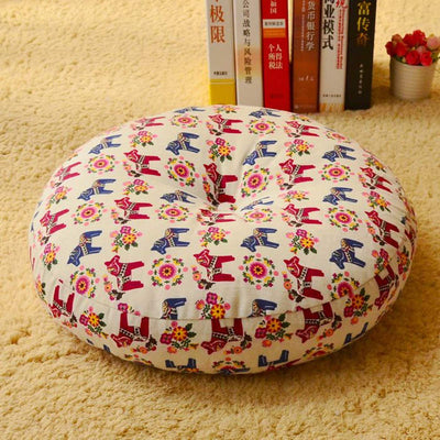 Buddha Stones Lotus Simple Pattern Linen Meditation Seat Cushion Home Living Room Decoration Decorations buddhastoneshop Detachable 40cm*10cm LightGoldenrodYellow