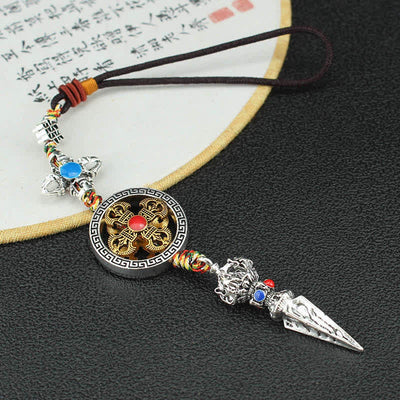 Buddha Stones Tibet Om Mani Padme Hum Vajra Dorje Spiritual Car Hanging Decoration Car Hanging Decoration BS Vajra