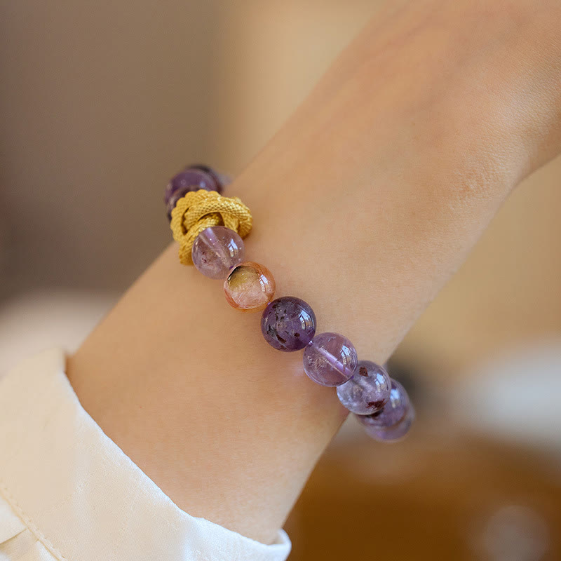 Buddha Stones Purple Phantom Copper Gold-plated Dragon Wisdom Bracelet Bracelet BS 4