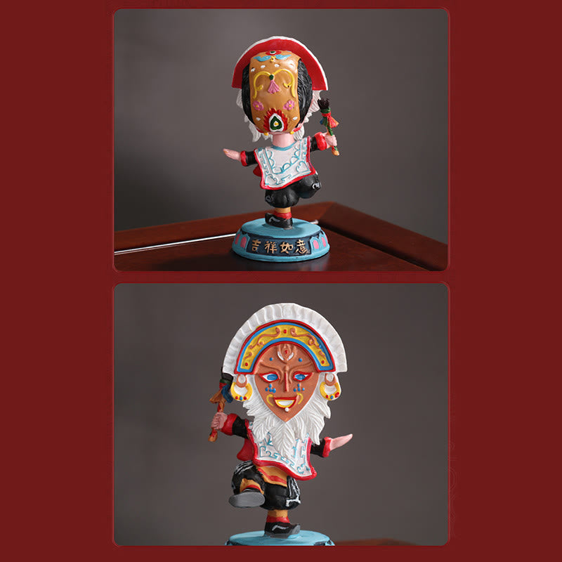 Buddha Stones Tibetan Opera Face Mask Puppet Home Office Car Decoration Ornament Desk Decoration BS 17