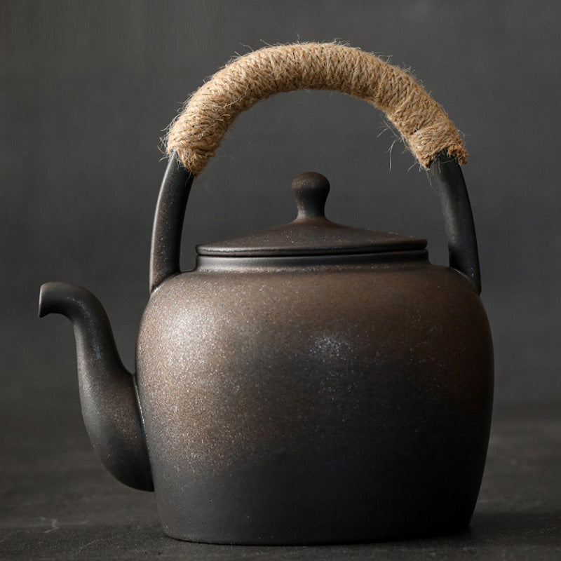 Buddha Stones Retro Brown Chinese Gongfu Tea Ceramic Kung Fu Teapot 700ml With Base Teapot BS 12