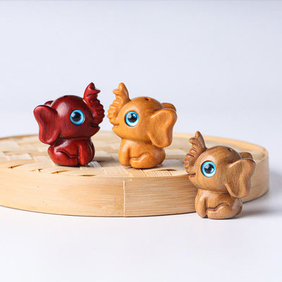Foviel Sandalwood Small Leaf Red Sandalwood Green Sandalwood Lucky Mini Elephant Carved Protection Decoration