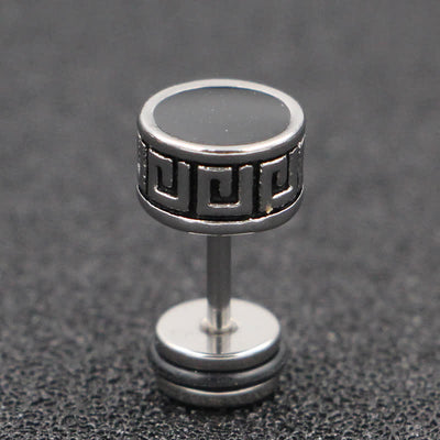 Buddha Stones Cool Men Titanium Steel Balance Round Stud Earrings