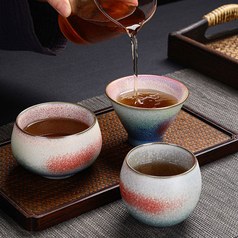 Buddha Stones Retro Red Gradient Kiln Change Ceramic Teacup Kung Fu Tea Cup Cup BS 10