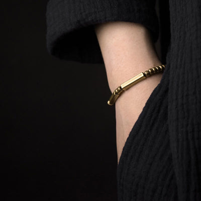 Buddha Stones Tibetan Simple Design Copper Wealth Luck Bracelet Bangle Bracelet Bangle BS 5