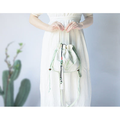 Buddha Stones Handmade Embroidered Flowers Canvas Tote Shoulder Bag Handbag Bag BS 16