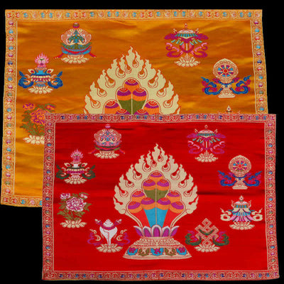 Buddha Stones Prayer Altar Mat Healing Meditation 8 Auspicious Symbols Mat Prayer Altar BS 13