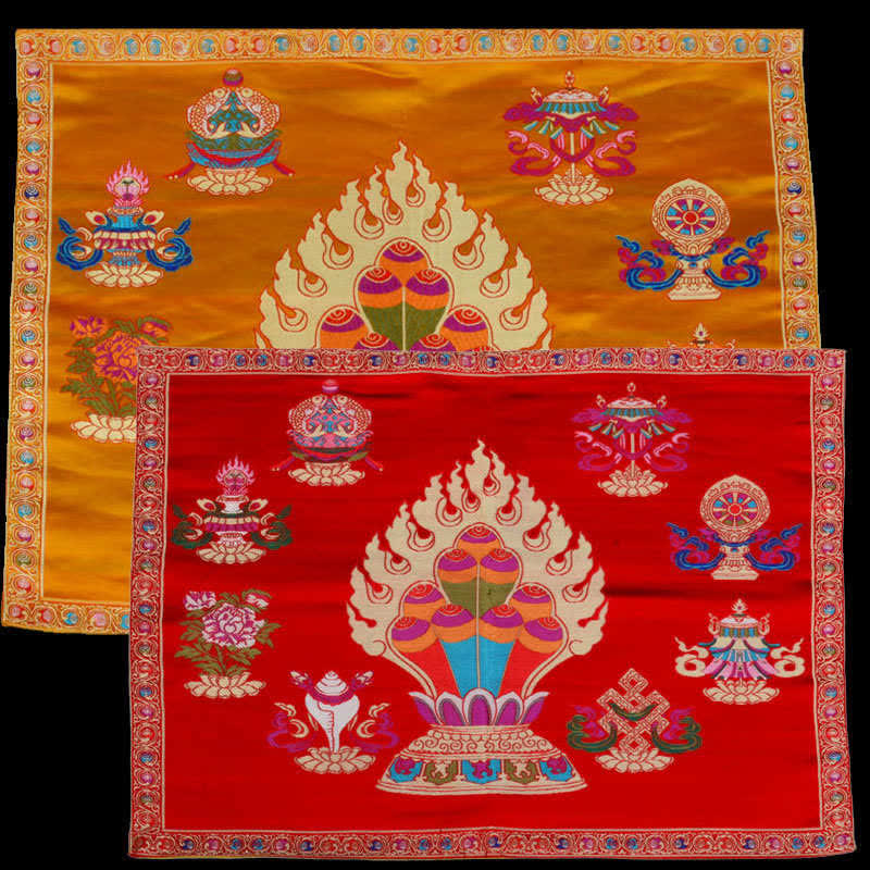 Buddha Stones Prayer Altar Mat Healing Meditation 8 Auspicious Symbols Mat Prayer Altar BS 13