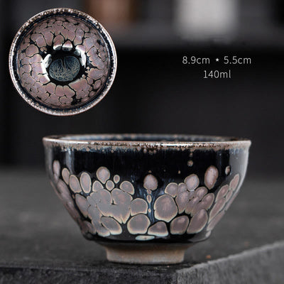 Buddha Stones Handmade Cherry Blossoms Sakura Design Chinese Jianzhan Ceramic Teacup Kung Fu Tea Cup Jian Zhan Tea Cup BS 1