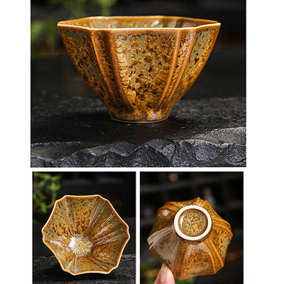 Buddha Stones Colorful Brown Ceramic Teacup Kung Fu Tea Cup Bowl Cup BS 19
