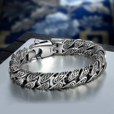Buddha Stones Vintage Tang Dynasty Flower Design Carved Luck Bracelet Bracelet BS 1