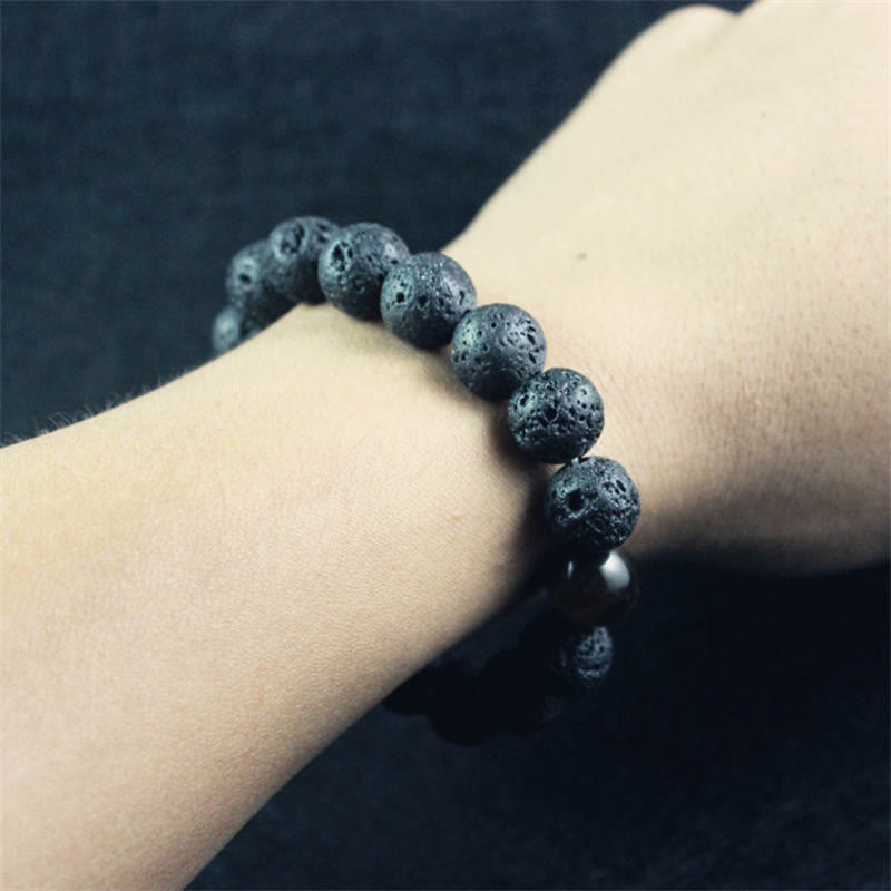 Buddha Stones Lava Rock Tiger Eye Stone Peace Healing Bracelet Bracelet BS 3