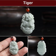 Foviel Natural Jade 12 Chinese Zodiac Sucess Pendant Necklace