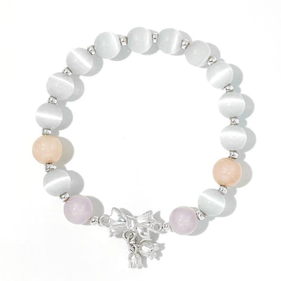 Buddha Stones Cat's Eye Lavender Amethyst Rosette Charm Bracelet Bracelet BS 5