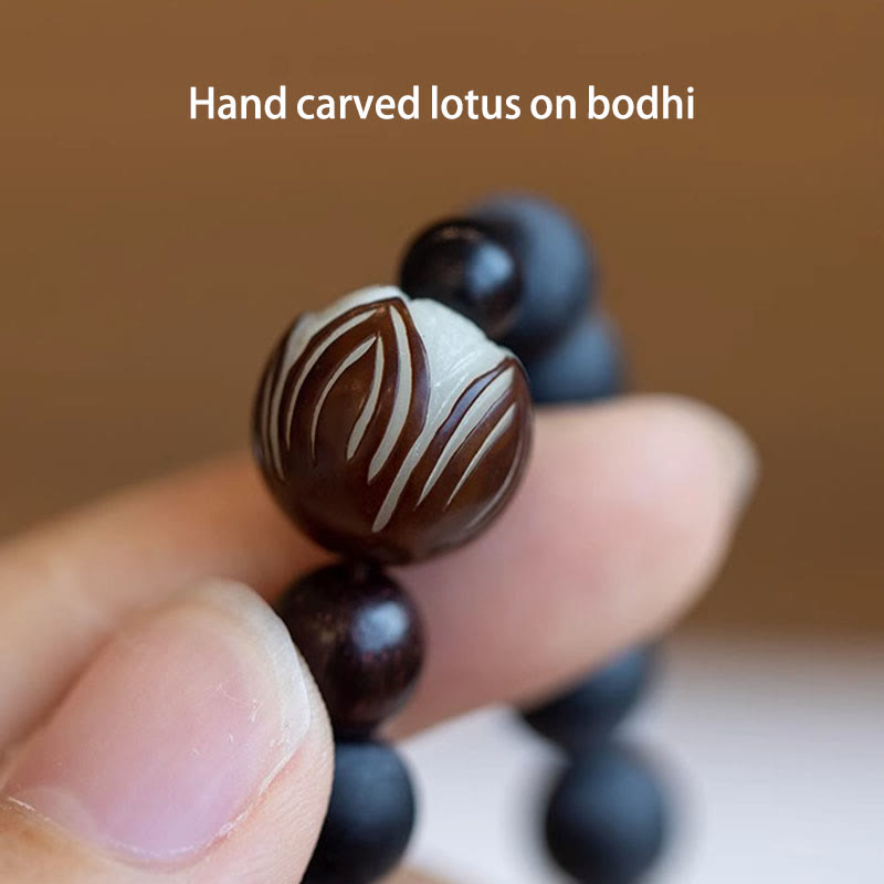 Buddha Stones Tibetan Double Layer Cypress Bodhi Lotus Healing Bracelet Bracelet BS 3
