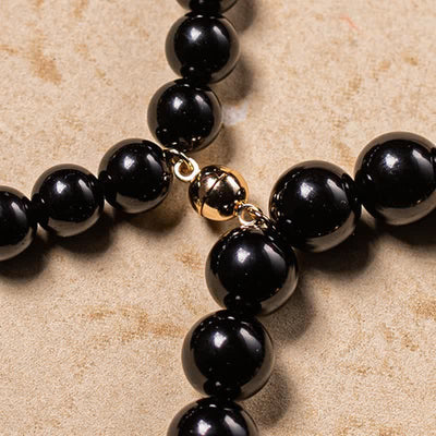 Buddha Stones Black Obsidian Jade Om Mani Padme Hum Strength Couple Magnetic Bracelet Bracelet BS 15